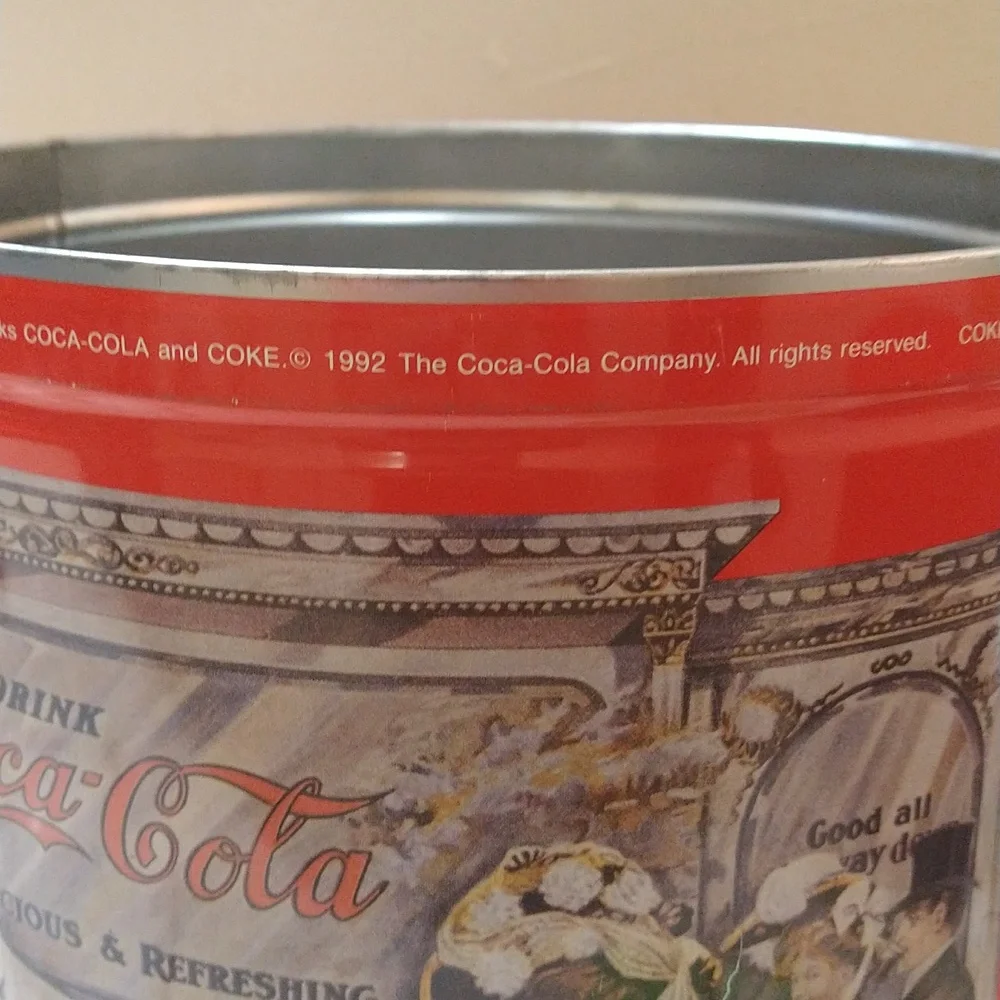 Vintage 1992 Coca-Cola Tin Can Storage Container - Picture 3 of 5